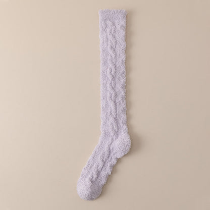 Plus Size Coral Fleece Thermal Knee High Socks(5 Pairs)