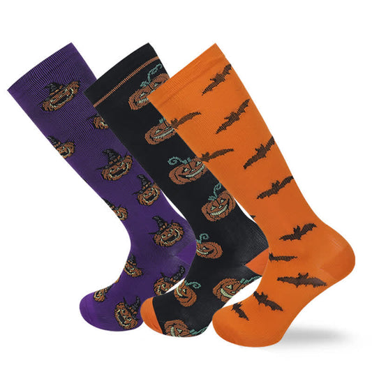 Halloween Cotton Sport Compression Socks(3 Pairs)