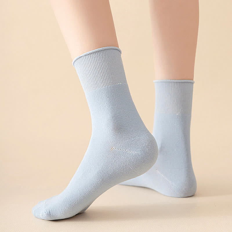 Plus Size Elastic Solid Quarter Socks(6 Pairs)