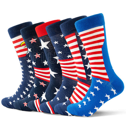 Plus Size USA Stars Stripes Crew Socks(6 Pairs)