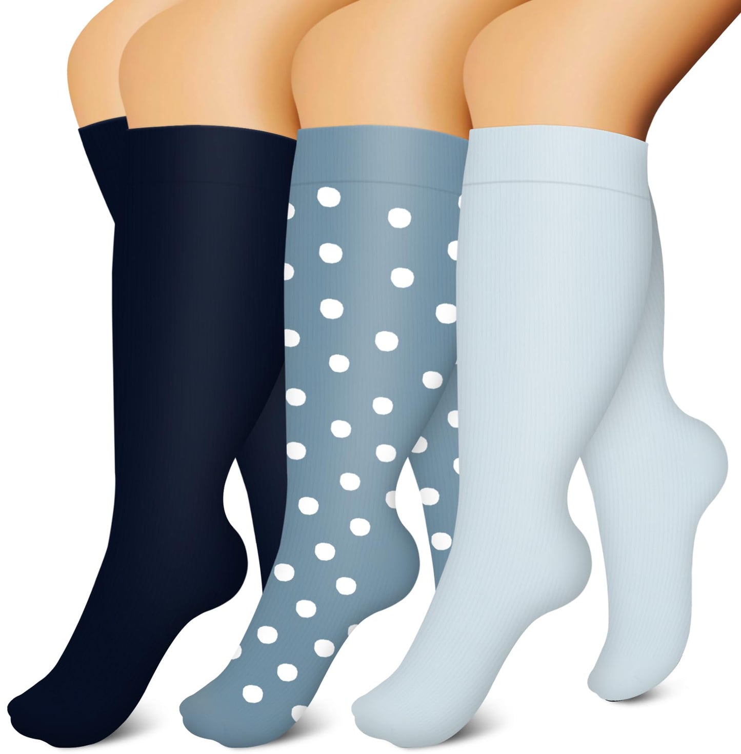 Plus Size Blue Series Compression Socks(3 Pairs)