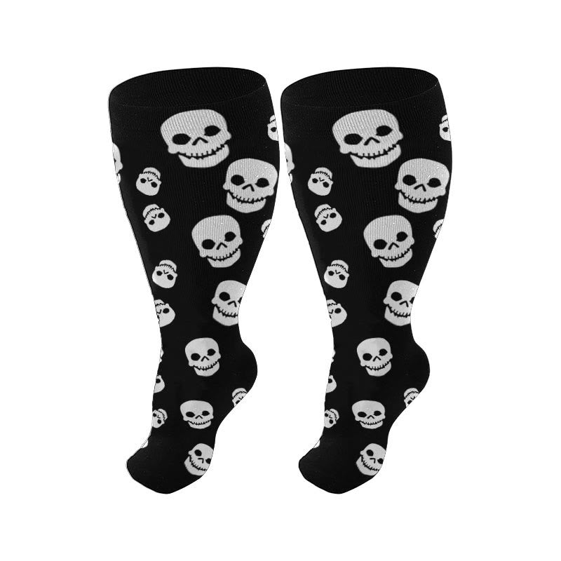 Plus Size Breathable Skull Compression Socks(3 Pairs)