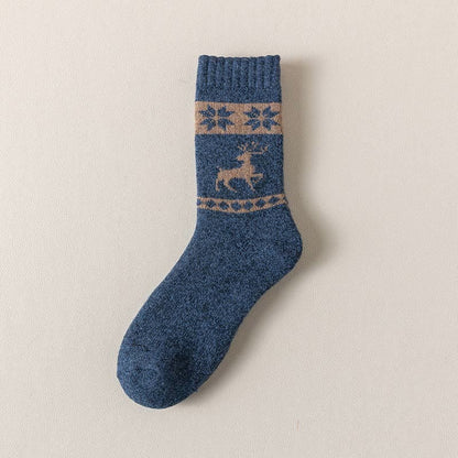 Plus Size Elk Pattern Thickened Wool Quarter Socks(5 Pairs)