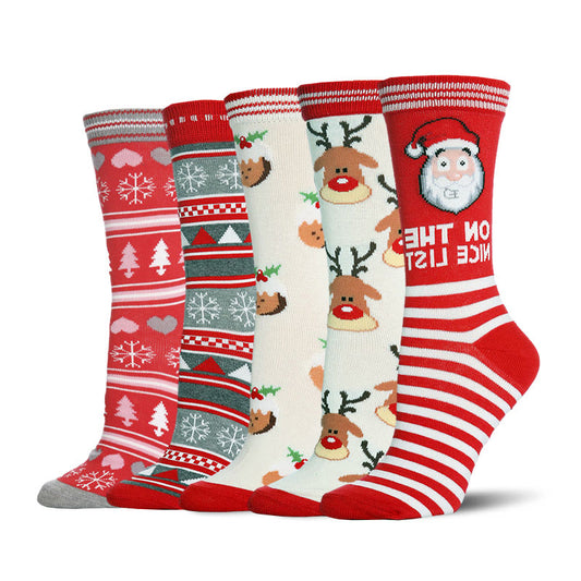 Cute Christmas Holiday Crew Socks(5 Pairs)