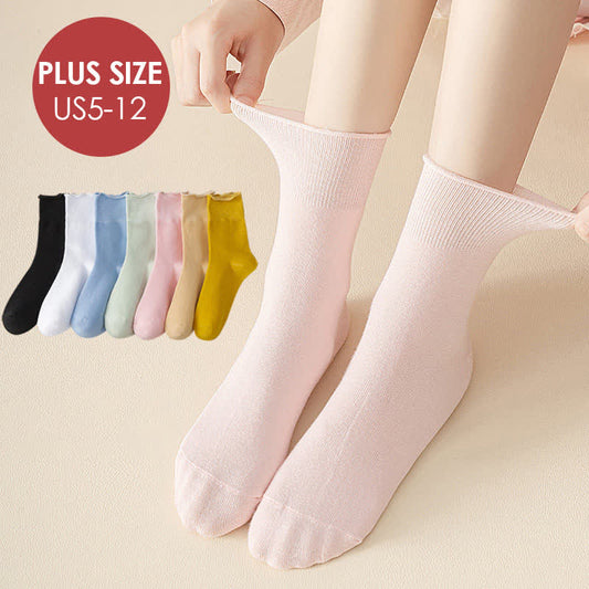 Plus Size Elastic Solid Quarter Socks(6 Pairs)
