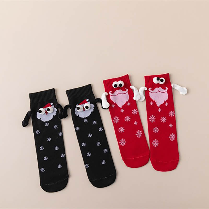 Plus Size Christmas Holding Hands Quarter Socks(4 Pairs)