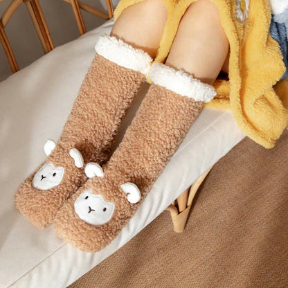 Lamb Design Coral Fleece Winter Slipper Socks