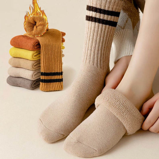 Plus Size Striped Warm Wool Quarter Socks(5 Pairs)
