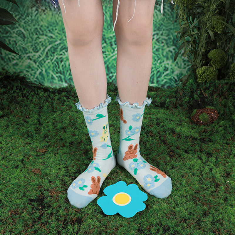 Plus Size Rabbit Series Quarter Socks(5 Pairs)