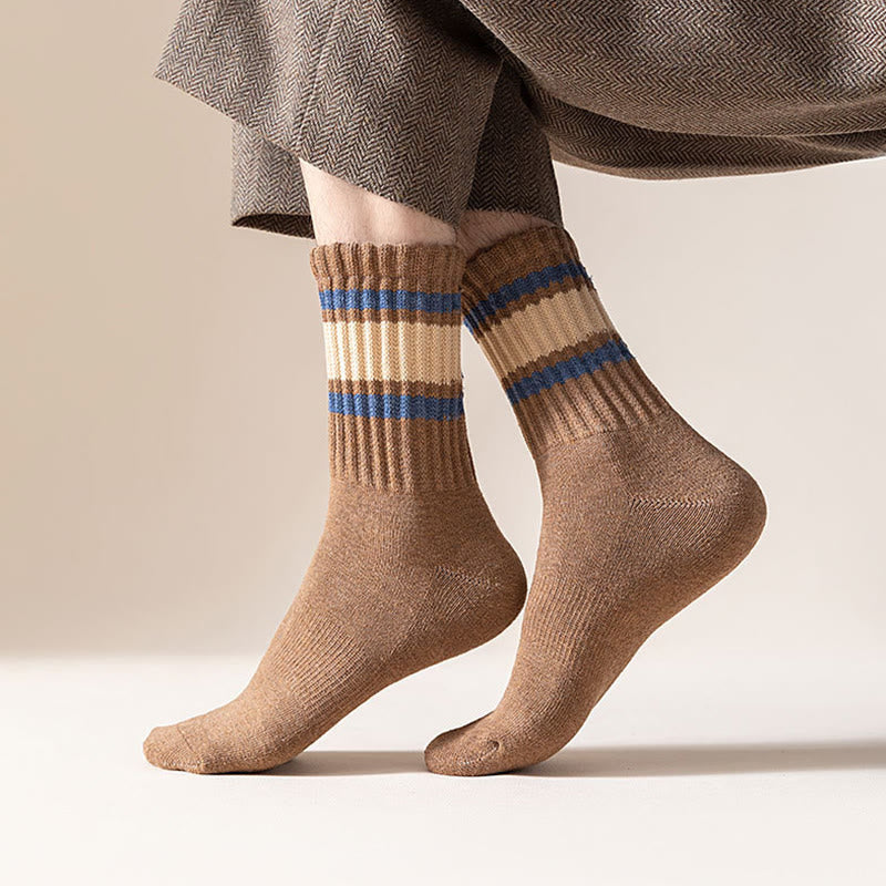 Plus Size Thickened Stripes Quarter Socks(7 Pairs)