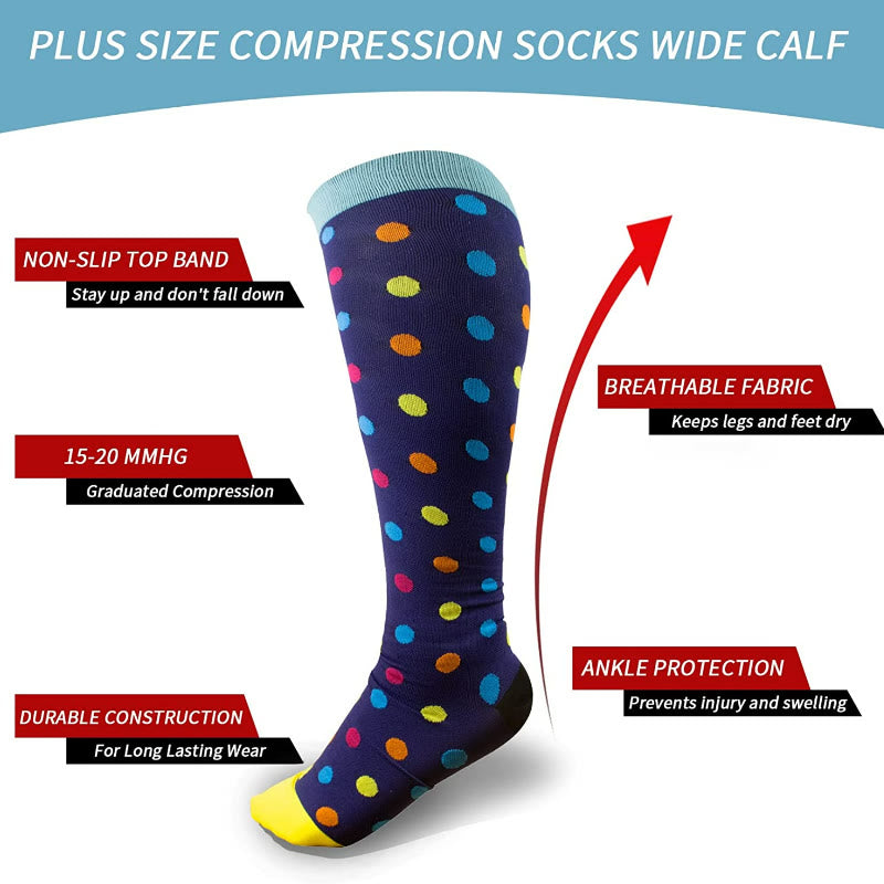 2XL-7XL Dot Pattern Plus Size Compression Socks(3 Pairs)