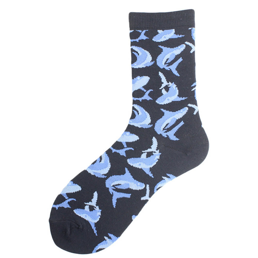 Plus Size Undersea Shark Crew Socks(5 Pairs)