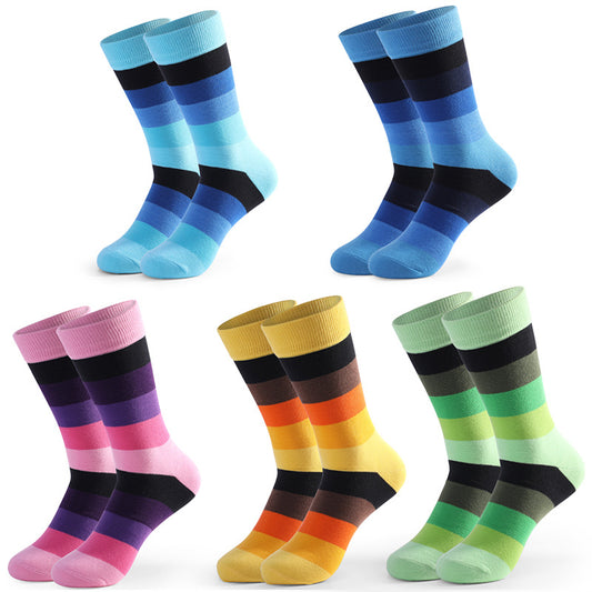 Funny Colorful Stitched Crew Socks(5 Pairs)