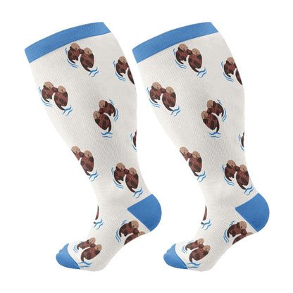 Plus Size Owl Otter Duck Compression Socks(3 Pairs)