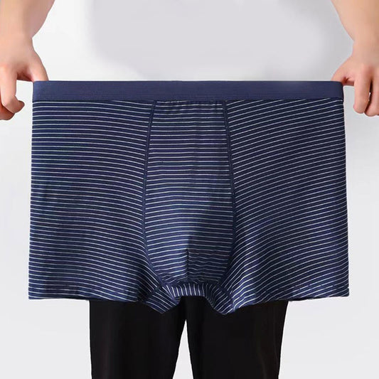 Plus Size Mid-Waisted Striped Boxer Briefs(6 Packs)