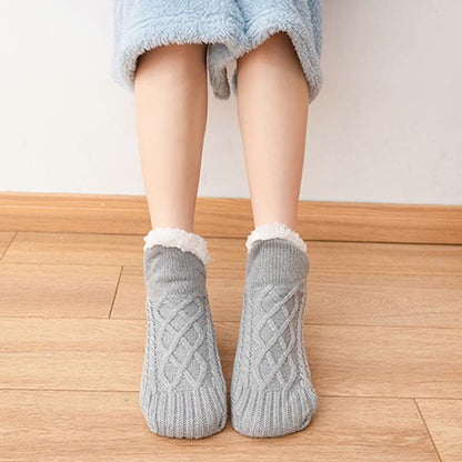 Plus Size Lamb Wool Warm Indoor Slipper Socks(2 Pairs)