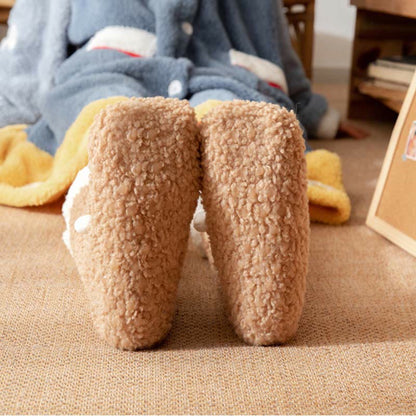 Lamb Design Coral Fleece Winter Slipper Socks