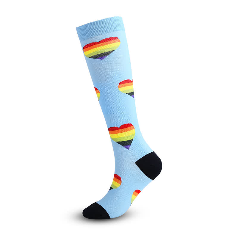 Rainbow Heart Compression Socks(3 Pairs)