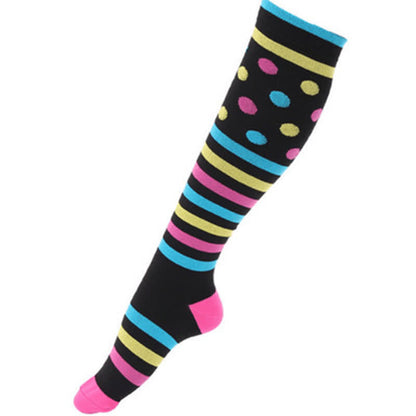 Colorful Striped Plus Size Compression Socks(3 Pairs)