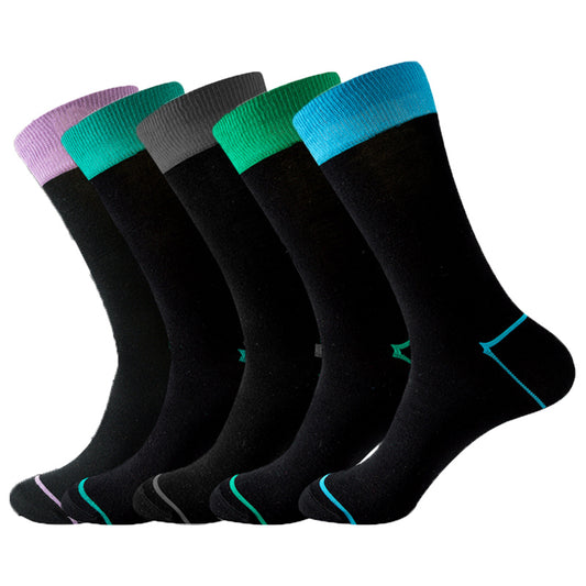 Plus Size Stripes Embroidered Crew Socks(5 Pairs)
