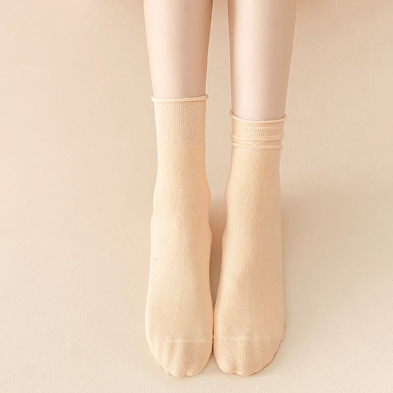 Plus Size Elastic Solid Quarter Socks(6 Pairs)