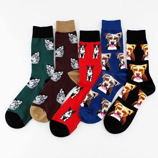 Plus Size Dog Pattern Quarter Socks(5 Pairs)