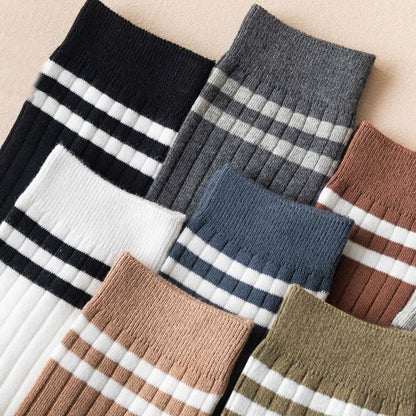 Plus Size Striped Soft Diebetic Quarter Socks(6 Pairs)