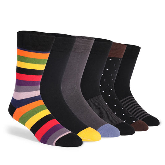 Plus Size Color Stripes Crew Socks(6 Pairs)