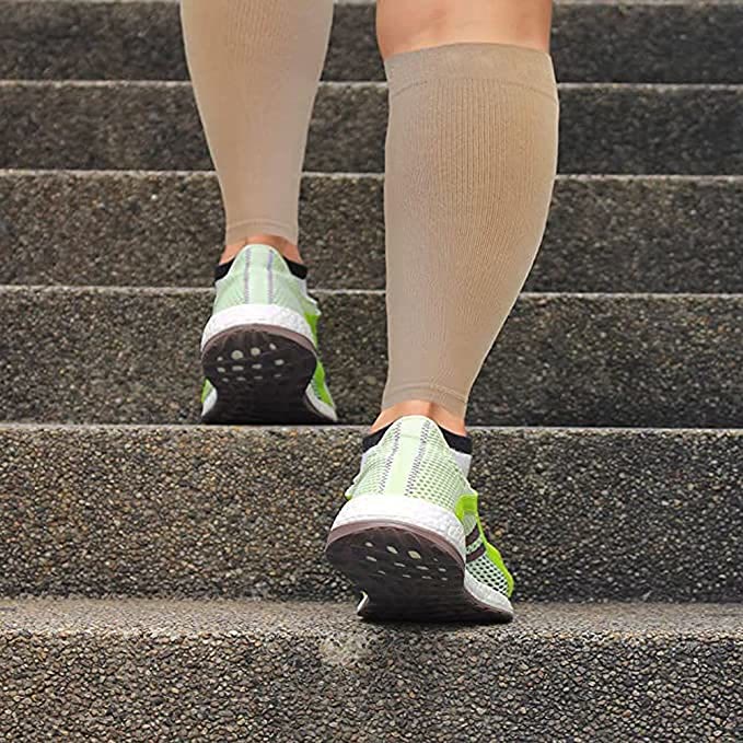 Leg Compression Sock 4 Pair Footless Calf Splints Leg Wraps Sleeves  Varicose Vein Treatment Large Cuffs Unisex for Maternity Nursing Travel  Seniors
