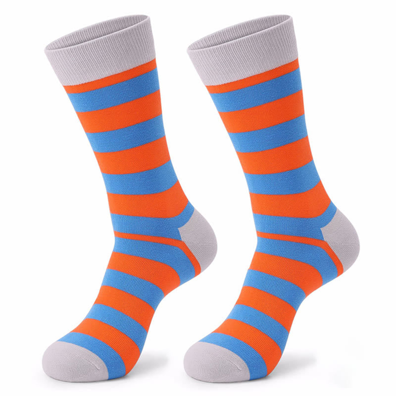 Colorful Striped Cotton Novelty Crew Socks(5 Pairs)