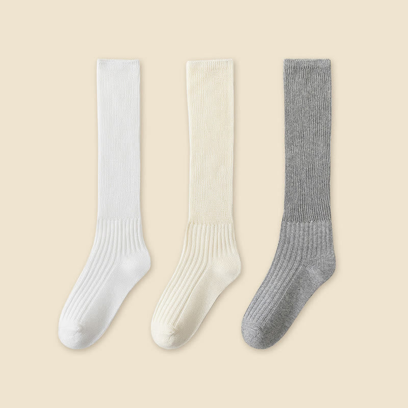 Solid Color Stylish Slouch Socks(3 Pairs)