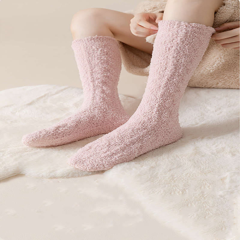 Plus Size Coral Fleece Thermal Knee High Socks(5 Pairs)