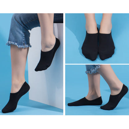 Plus Size Anti-slip Cotton No Show Socks(4 Pairs)