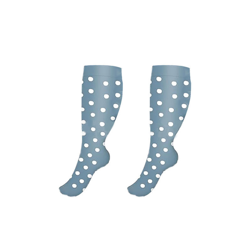 Plus Size White Dots Compression Socks(3 Pairs)
