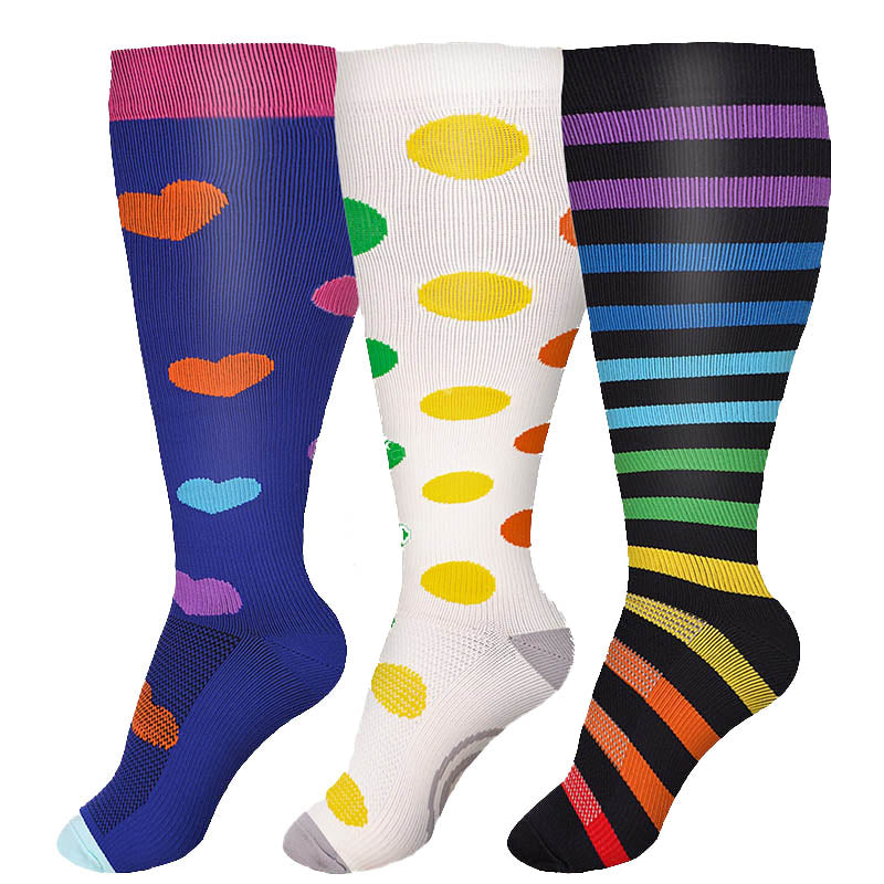 Plus Size Colorful Polka Dots Compression Socks(3 Pairs)