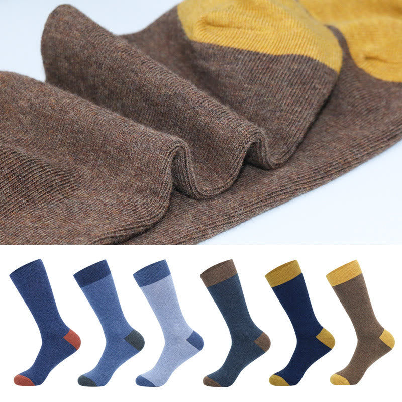 Plus Size Double Color Crew Socks(6 Pairs)