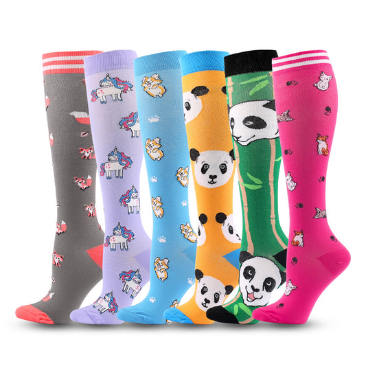 Cute Panda Pattern Compression Socks(6 Pairs)