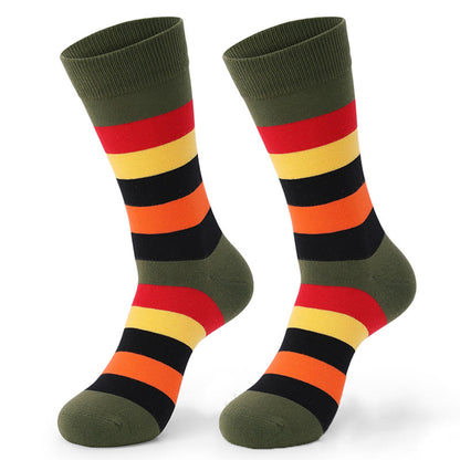 Colorful Striped Cotton Novelty Crew Socks(5 Pairs)