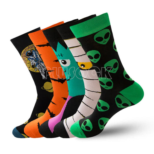 Halloween Holiday Cotton Fashion Crew Socks(5 Pairs)