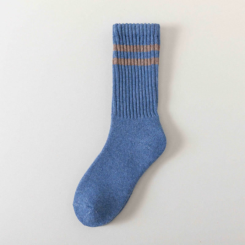 Plus Size Striped Warm Wool Quarter Socks(5 Pairs)