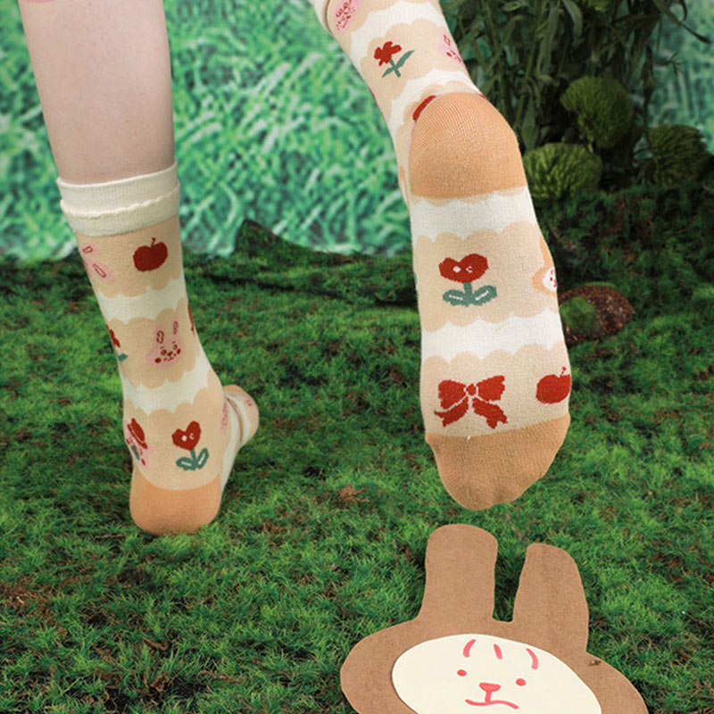 Plus Size Rabbit Series Quarter Socks(5 Pairs)