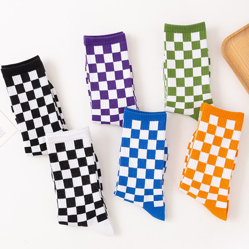 Plus Size Checkerboard Quarter Socks(6 Pairs)