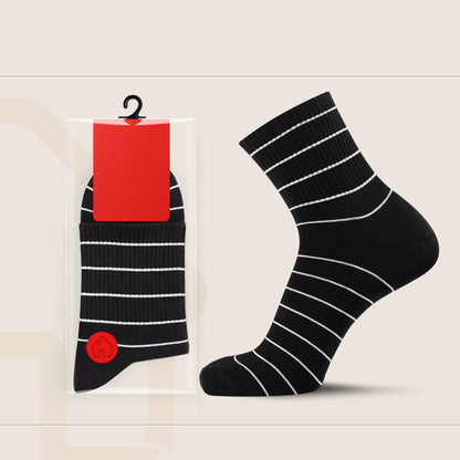 Plus Size Cotton Striped Quarter Socks(5 Pairs)