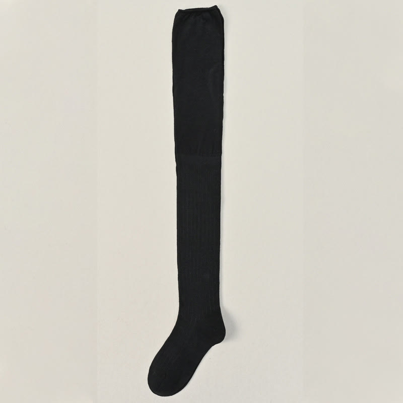 Solid Color Thigh High Socks(2 Pairs)