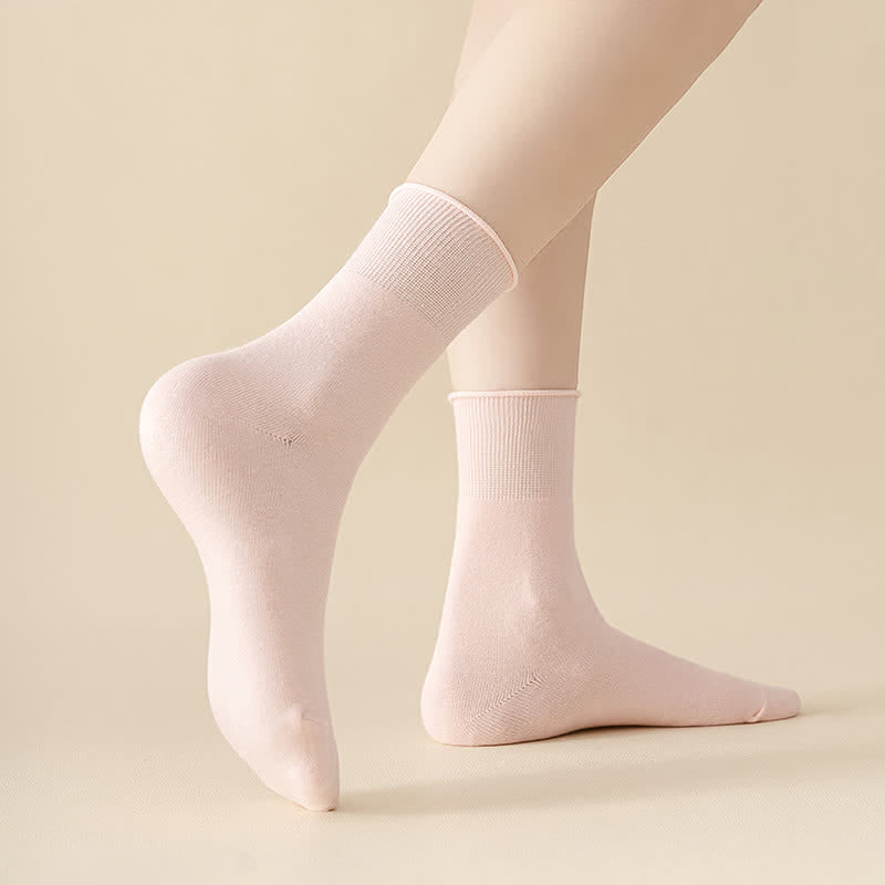 Plus Size Elastic Solid Quarter Socks(6 Pairs)