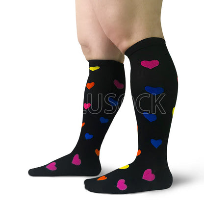 2XL-7XL Heart Pattern Plus Size Compression Socks(3 Pairs)