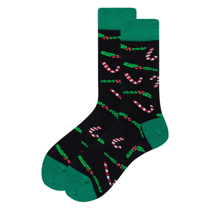 Plus Size Christmas Stretchy Novelty Crew Socks(6 Pairs)