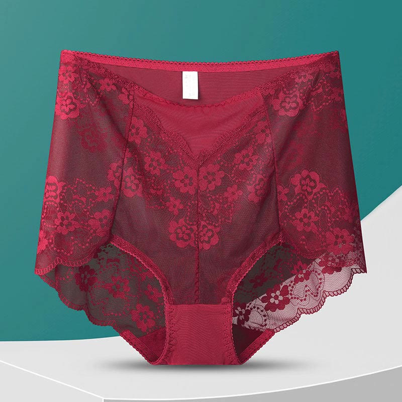 Plus Size High-Waisted Floral Panty(5 Pairs)