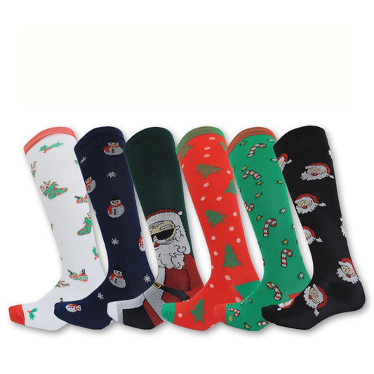 Christmas Sports Knee High Compression Socks(6 Pairs)