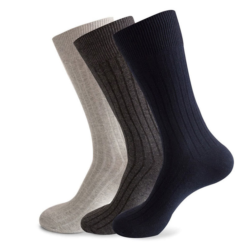 Plus Size Solid Stripes Crew Socks(3 Pairs) – plusock